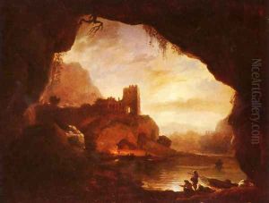Landscape with castle ruins by Claude-joseph Vernet