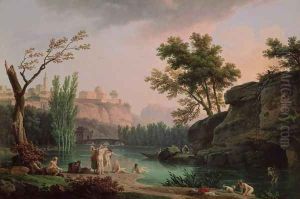 Summer Evening, Landscape in Italy by Claude-joseph Vernet