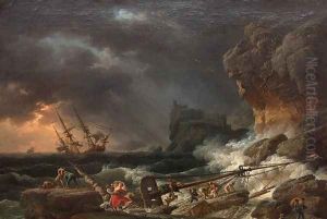 Storm on Wednesday with wrecks of ships by Claude-joseph Vernet