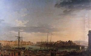 View from the port of Dieppe by Claude-joseph Vernet