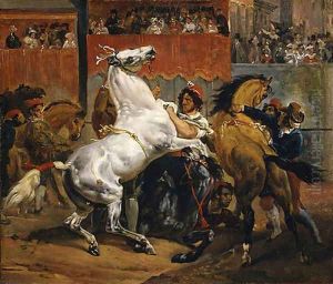 The Start of the Race of the Riderless Horses by 1820 by Claude-joseph Vernet