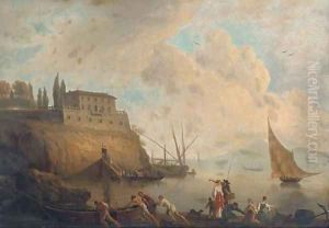 Fisherfolk before a Neapolitan villa