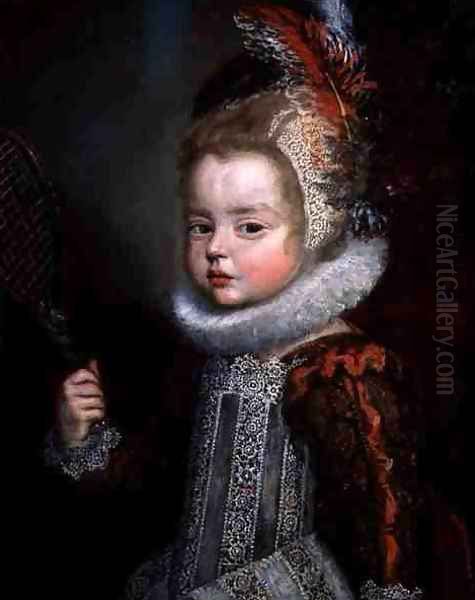 A Portrait of a Child Holding a Racket - view 1