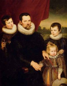 Portrait Of A Nobleman And Three Children by Cornelis De Vos