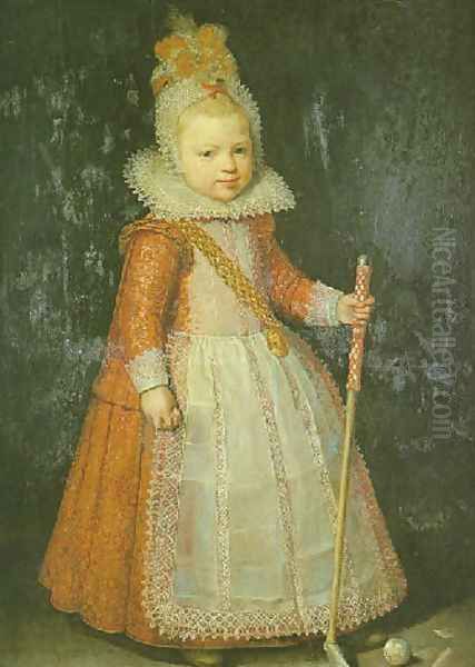 Portrait of a young boy holding a cane by Cornelis De Vos