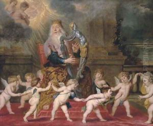 David playing the harp