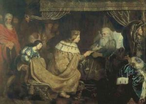 King David presenting the sceptre to Solomon