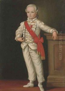 Portrait of a boy, full-length, with a medal and red sash by Cornelis De Vos