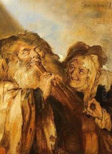 Beggars Playing Pipes & a Hurdy-Gurdy (The Beautiful and the Ugly) by Adriaen Pietersz. Van De Venne