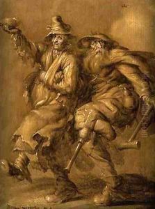 Crippled Beggar Dancing with a Peasant Woman by Adriaen Pietersz. Van De Venne
