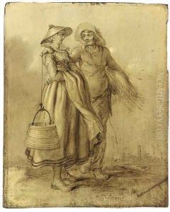 An Amorous Peasant Couple Conversing 1631 by Adriaen Pietersz. Van De Venne