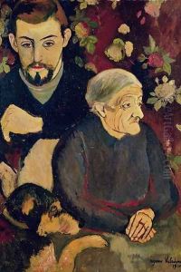 Portrait of Maurice Utrillo (1883-1955), his Grandmother and his Dog, 1910 by Suzanne Valadon