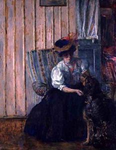 Portrait of Madame Bonnard with her Dog at Rue Drouai, 1907 by Jean-Edouard Vuillard