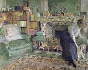 Marguerite Chapin in her Apartment with her dog, 1910 by Jean-Edouard Vuillard