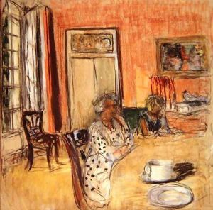 Madame Hessel and Lulu in the Dining Room at the Chateau des Clayes by Jean-Edouard Vuillard