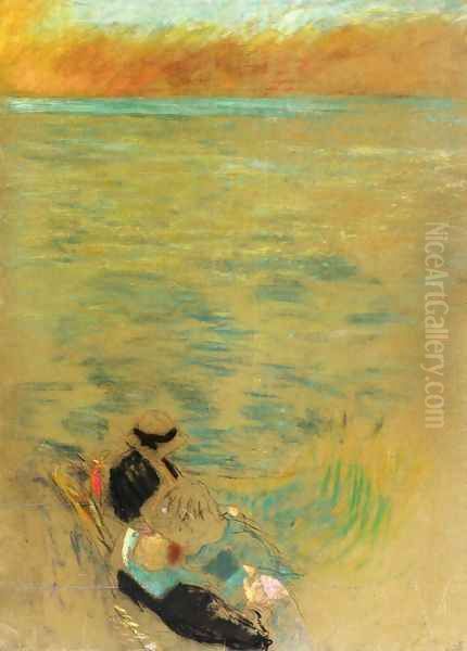 Sea at Sunset, Women on the Shore - view 1