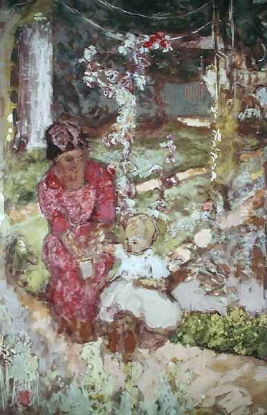 Woman with child in a garden, 1918 - view 1