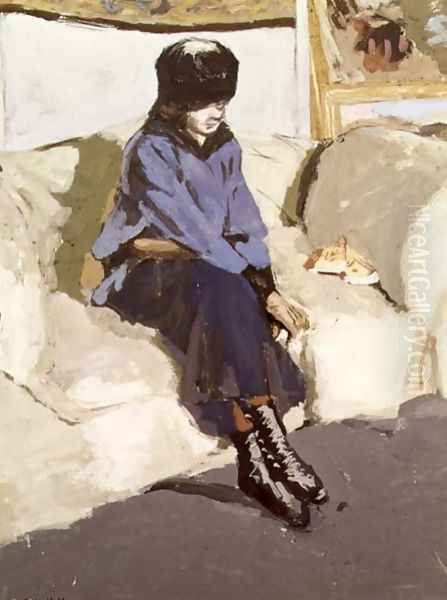 Woman in a blue blouse - view 1