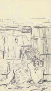 Femme devant la bibliotheque by Jean-Edouard Vuillard