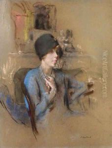 La dame en bleu au chapeau cloche by Jean-Edouard Vuillard