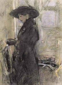 Jeune femme de profil avec un large chapeau noir by Jean-Edouard Vuillard