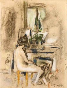 Nu assis devant la chemine (Nude seated in front of a Fireplace) by Jean-Edouard Vuillard