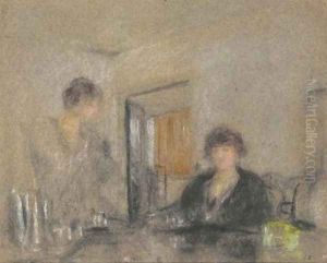 L'heure du the 2 by Jean-Edouard Vuillard