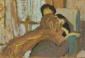 Madame Lucie Hessel et son chien Basto by Jean-Edouard Vuillard