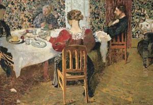 La table, la fin du dejeuner chez Madame Vuillard by Jean-Edouard Vuillard