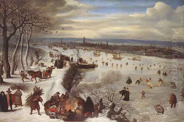 View of Antwerp with the Frozen Schelde 1590 - view 1