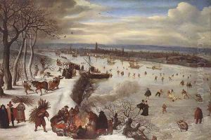 View of Antwerp with the Frozen Schelde 1590
