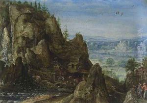 Rocky Landscape 1586 by Lucas Van Valkenborch