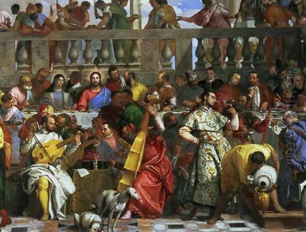 The Marriage Feast at Cana, detail of musicians and dogs, c.1562 - view 1