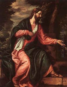 Christ and the Woman of Samaria (detail of Christ) 1580-82