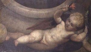 Putto with a red flower