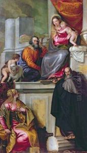 The Holy Family with St. John the Baptist, St. Anthony Abbot and St. Catherine, 1551