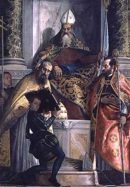 St. Anthony Abbot with St. Cornelius, St. Cyprian and a Page - view 1
