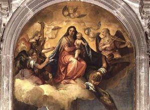 Virgin and Child with angel musicians