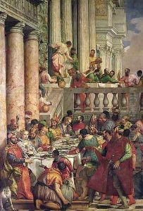 The Marriage Feast at Cana, detail of the left hand side, c.1562 by Paolo Veronese (Caliari)
