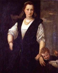 Portrait of a Woman with a Child and a Dog
