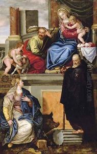 The Holy Family with the Infant Saint John the Baptist, Saint Anthony Abbot and Saint Catherine by Paolo Veronese (Caliari)