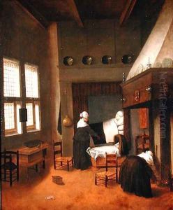 Bedroom Interior with Mother and New-Born Child by Jacobus Vrel