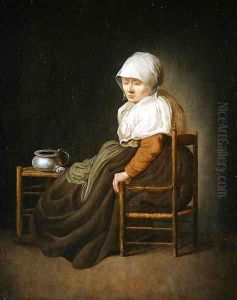A woman seated in a chair by Jacobus Vrel