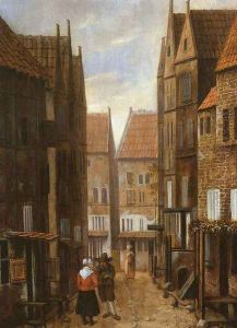 Street Scene with Couple in Conversation by Jacobus Vrel