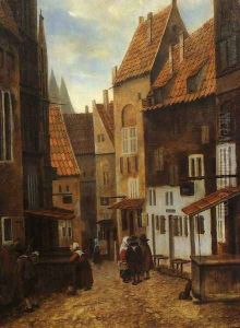 Street Scene with Six Figures by Jacobus Vrel