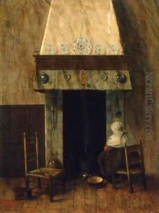 An Old Woman by a Fireplace by Jacobus Vrel