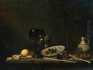Still-Life with Romer, Flute Glass, Earthenware Jug and Pipes 1651