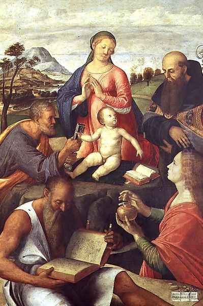 Madonna and Child with SS. Peter, Jerome and Mary Magdalene with a Bishop, 1500 - view 1