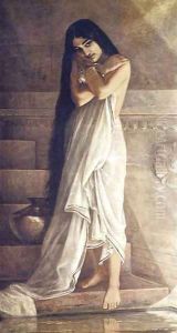 At the Bath by Raja Ravi Varma