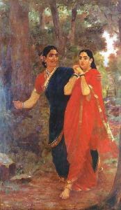 Droupathi and Simhika by Raja Ravi Varma